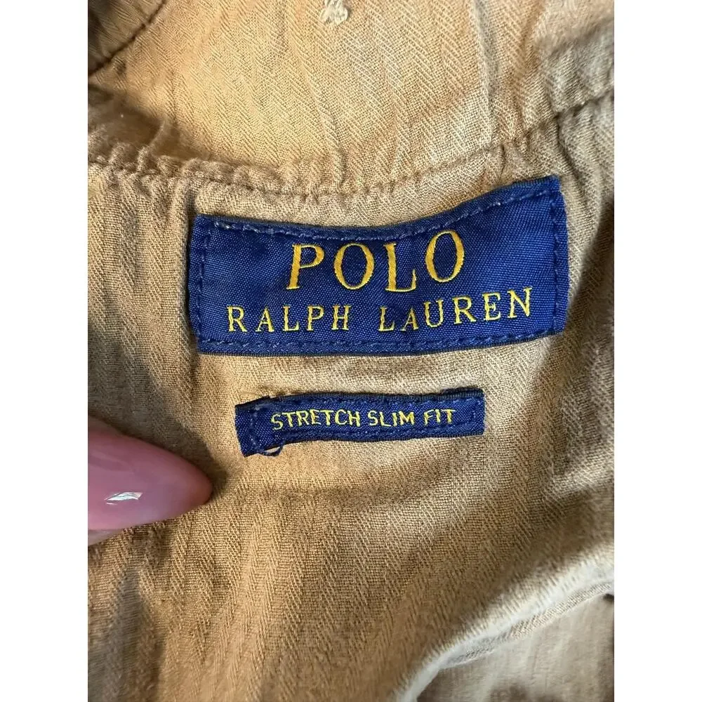 Polo Ralph Lauren Pants Mens 40x28 Beige Chino Stretch Slim Fit Pockets